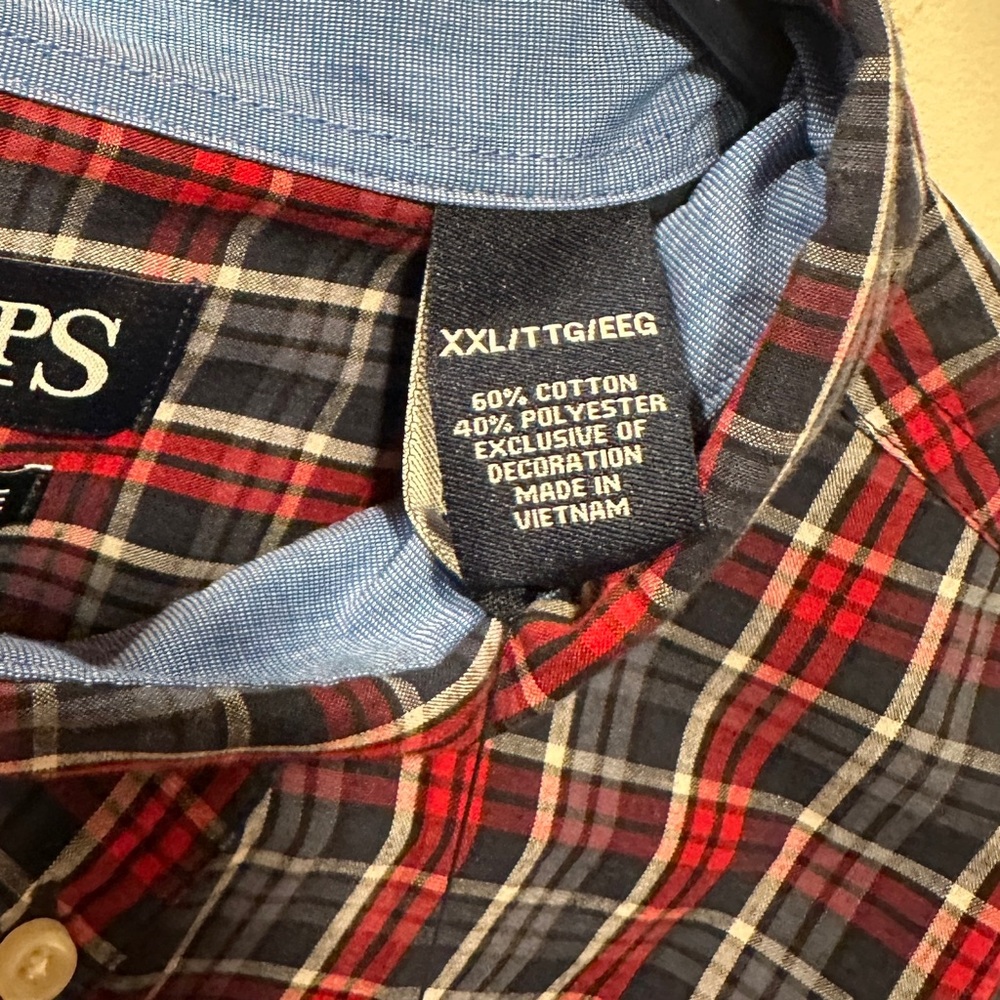 Chaps Red and Blue Casual Button Down Shirt - Picture 4 of 6